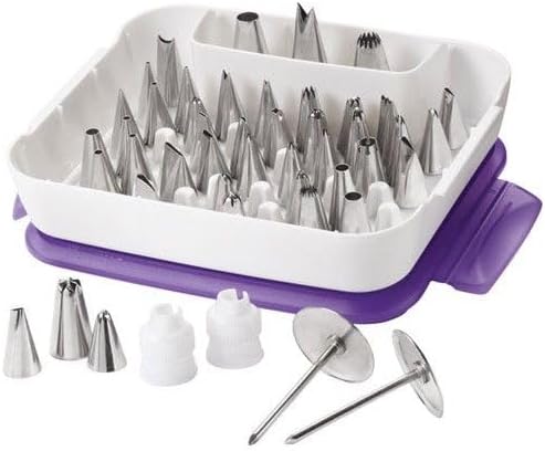 Wilton Master Cake Decorating Piping Tips Variety Set, Stainless Steel Cake & Cupcake Decorating Kit with Storage Case, 55 Piece