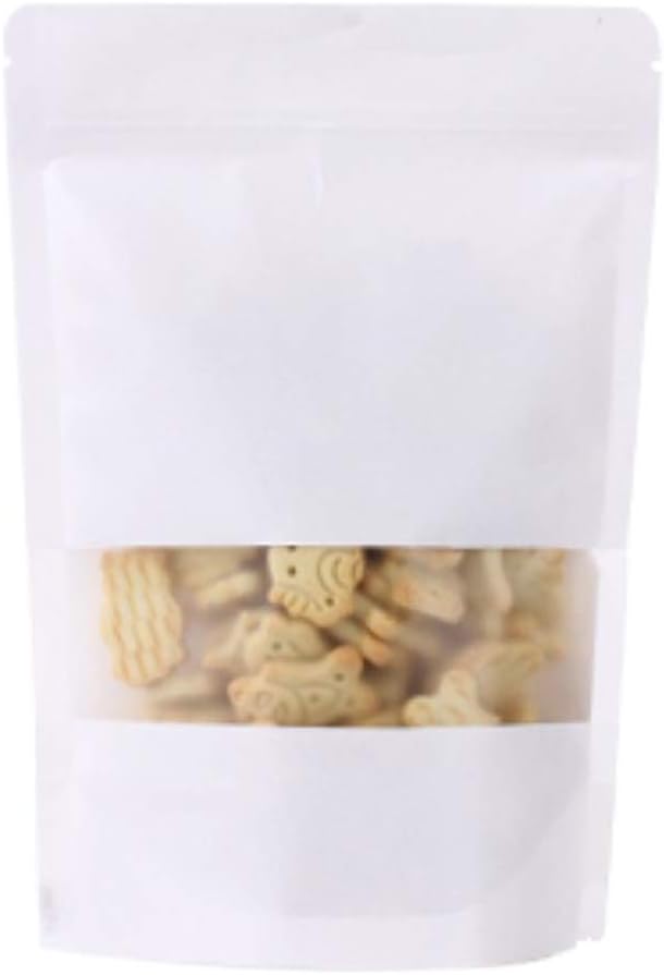 Muka 50 PCS White Kraft Bags Toaster Bags with Frosted Window | Food Grade Spouted Pouches, Leak-Proof Cap, Temp -20 - Image 6