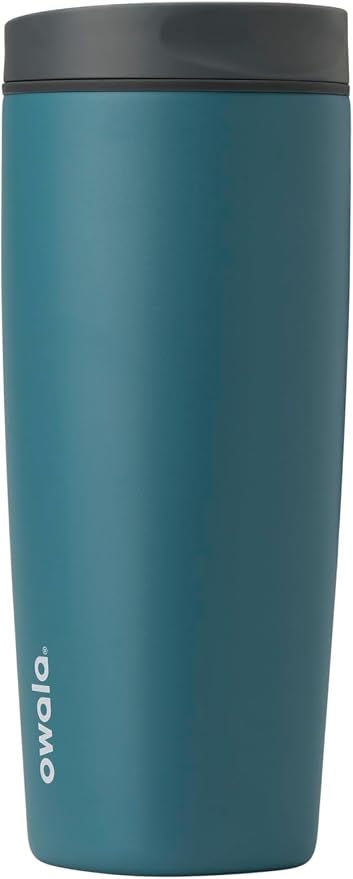 Owala SmoothSip Slider Insulated Stainless Steel Coffee Tumbler,Reusable Iced Coffee Cup,Hot-Coffee Travel Mug,BPA Free 20 oz,Grey/Blue (High Dive),(Pack of 8) by Unknown