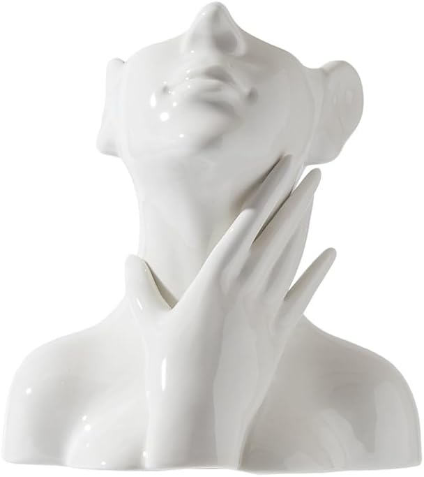 Face Vase,White Flower Vases for Decor,Ceramic Body Vase,Modern Vase for Shelf Dining Table Kitchen Counter Modern Home Decor 6.69'' W X 7.09'' H - Image 4
