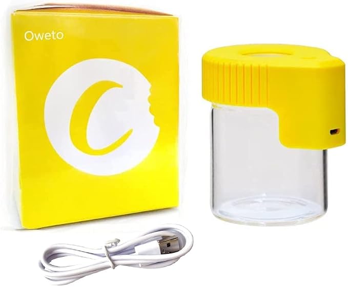 Led Transparent Glass Seal Storage Jar, Light-Up Magnifying Ornamental Glass Bottle (Yellow) by Oweto