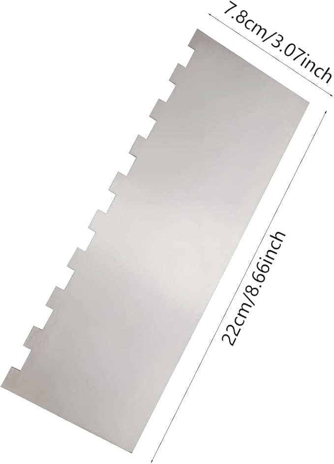 8.6 Inch Stainless Steel Cake Scraper Metal Scraper for Cake Smoother Leveler Scraper Cake Decorating Comb Cake Cutter for Mousse Butter Cream (Style 2)
