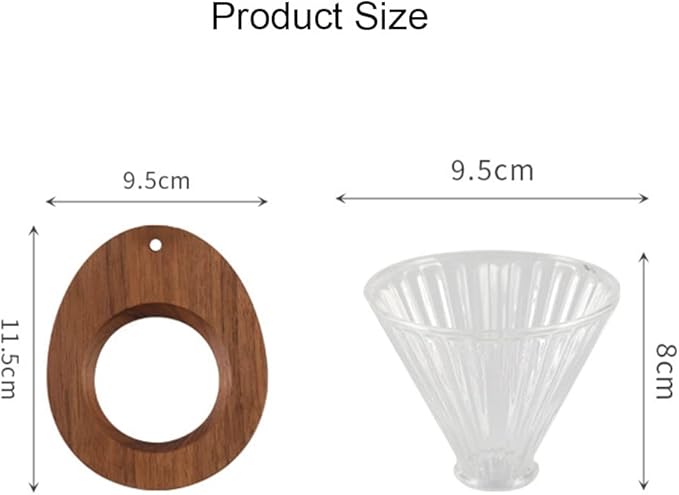 Pour Over Coffee Dripper V60 Glass Coffee Funnel Filter Reusable Cone Brewer with Black Walnut Wood Base Brewing Coffee Dripper Accessory for Coffee Pot Coffee Maker