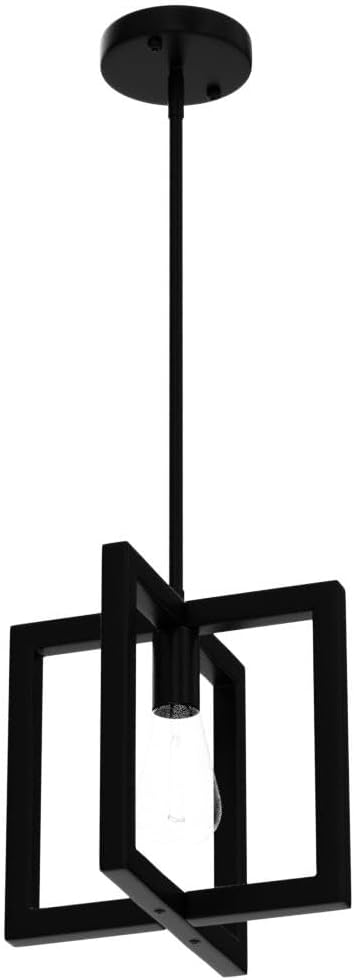 Modern Pendant Lighting for Kitchen Island 1-Light Farmhouse Black Light Fixtures Hanging Adjustable Small Square Chandeliers Ceiling for Dining Room Entryway Hallway - Image 3