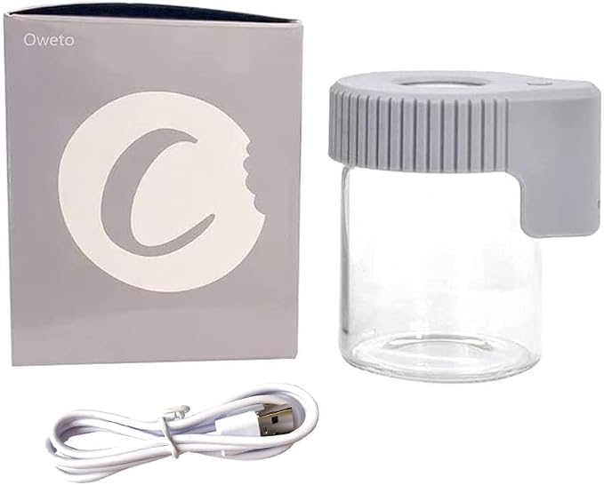 Transparent Glass Seal Storage Jar, Light-Up Magnifying Ornamental Glass Bottle (Gray) by Oweto