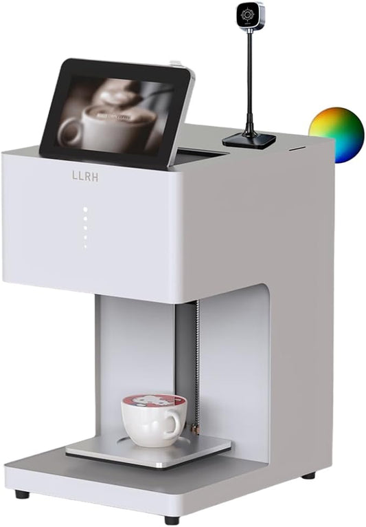 LLRH Colored Latte Art Printer Machine, DIY Printing on Beer Cocktail Coffee Cake Cookie for Cat/Dog Cafe Museum Zoo Coffee Truck (White, Camera Set)