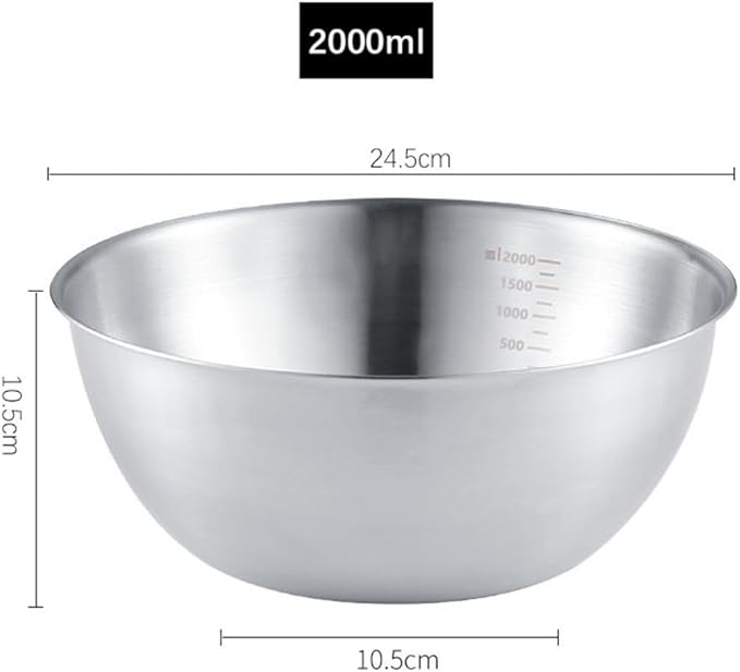 3 Pcs Stainless Steel Mixing Bowls Set with Scale for Cooking and Baking, Stackable and Dishwasher Safe, Featuring Clear Measurement Lines