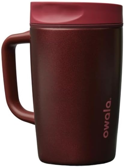 Owala SmoothSip Slider Stainless Steel Insulated Travel Mug with Handle, 100% Leak Proof, For Hot and Cold Drinks, Travel Friendly with Sliding Lock Lid, 12oz, BPA Free, Leak Proof, Black Cherry by Unknown