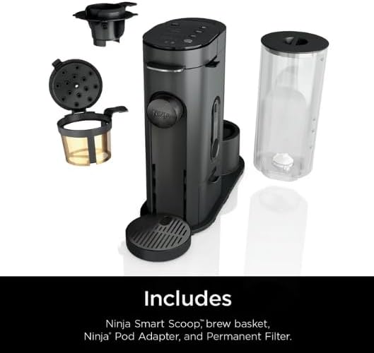 Ninja Single-Serve Pods or Grounds Hot and Iced Coffee Brewer with Rapid Cold Brew, 4 Brew Styles, Compact design and Storage, Removable reservoir 56 oz, Black PB045