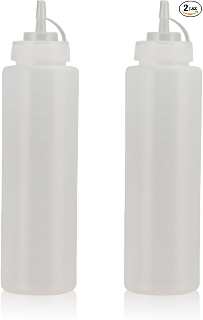 Squeeze Bottles for Sauces,Leak-Proof Condiment Dispenser, BPA-Free Kitchen Restaurant Squeeze Bottle Set with Wide Mouth for Ketchup, Mustard,Syrup,Dressings (White, 2Pack-32oz(900ml))