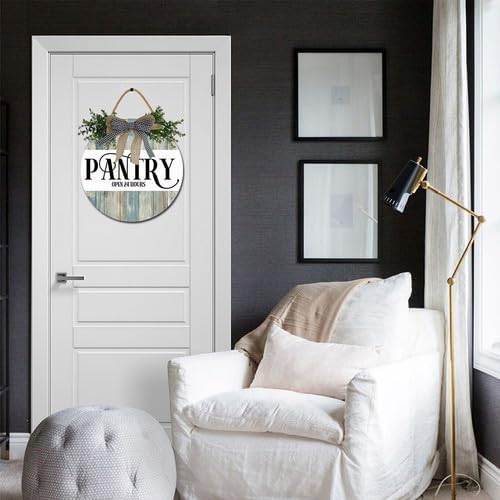 FemiaD Pantry Sign Kitchen Wall Decor Front Door Decorations Round Rustic Wood Hanging Sign for Farmhouse Porch Outdoor Home Holiday Decor 11inch - Image 2