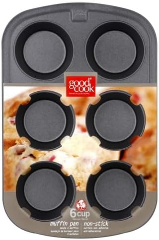 GoodCook Everyday Muffin Pan Nonstick Warp-Resistant Carbon Steel Construction, 6-Cup, Gray - Image 2