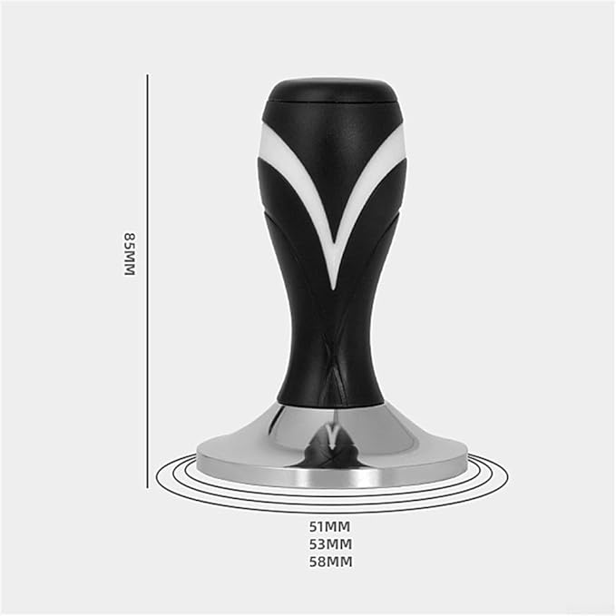 51/53/58mm Espresso Tamper, Coffee Tamper With Calibrated Spring Loaded, Flat Stainless Steel Base Tamper For Portafilter Basket Espresso Machine Handle(Black 51mm)