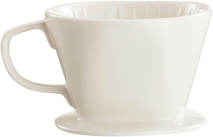 Ceramic Coffee Filter Reusable Pour Over Coffee Maker Dripper with 3 Drip Holes White