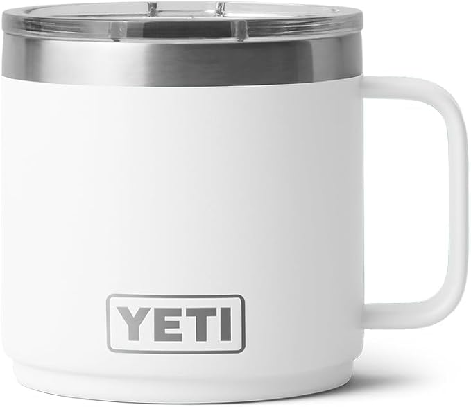 YETI Rambler 14 oz Ceramic Lined Stackable Mug, Vacuum Insulated, Stainless Steel with MagSlider Lid, White - Image 3