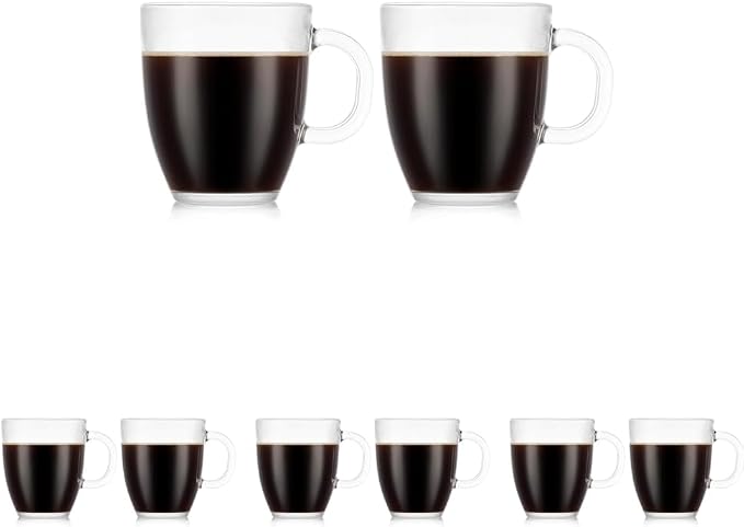 Bodum 12oz Bistro Coffee Mug Single-Wall Tempered Glass, 8 Pack, Clear by Bodum