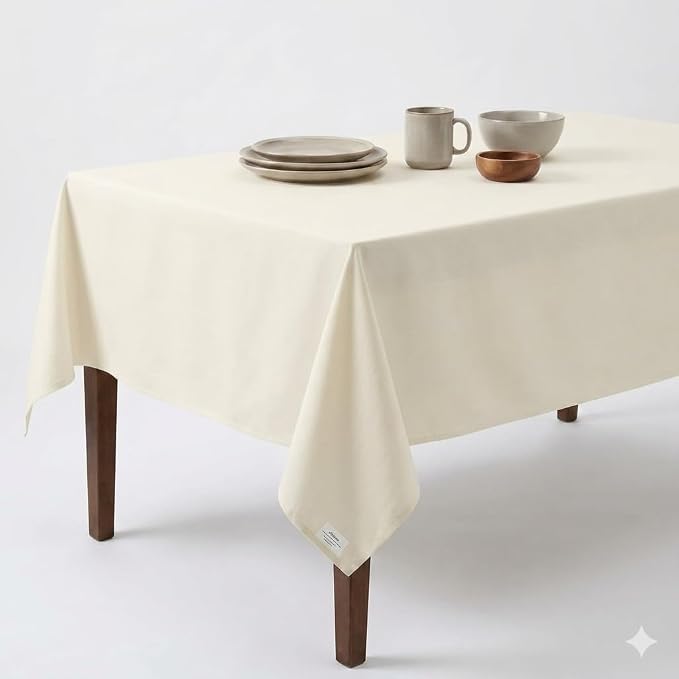 Urban Villa Tablecloth Cotton Tabletop 60x102 (8-10 Seats) Ivory by CottonTrends