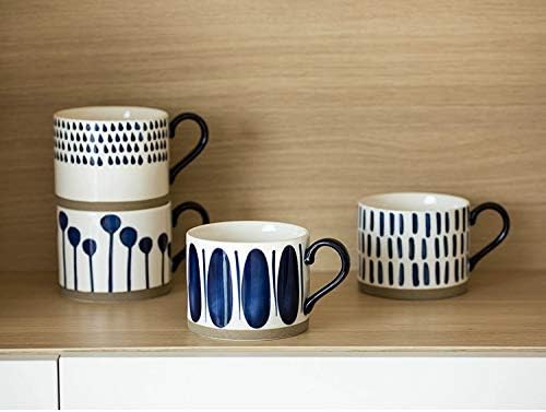 Koja Colorful Hand Painted Ceramic Mugs, 16 oz, Set of 4, Dishwasher Safe | Also microwave safe. Colorful hand painted set makes a great gift for coffee or tea lovers. - Image 4