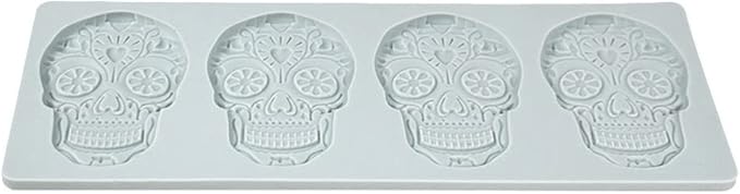 Fondant Lace Mold, Sugar Edible Cake Silicone Fondant Impression Lace Mat,Skull Pattern Silicone Lace Mould for Cake Decorating Molds Fondant Mat f