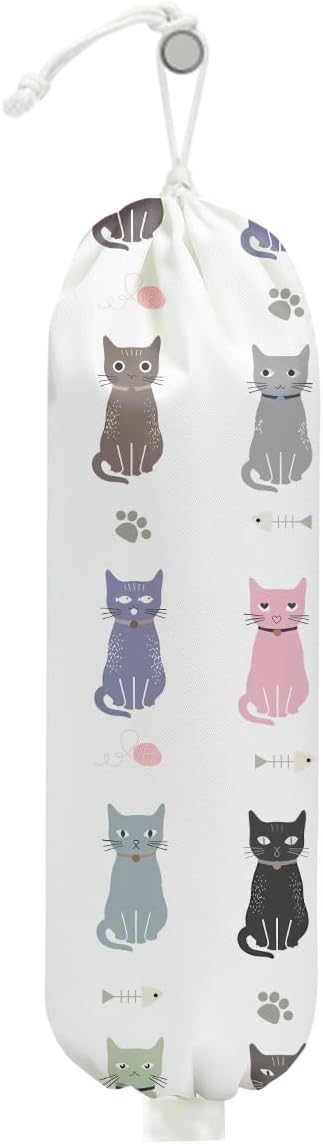 Cat Plastic Bag Holder, Wall Mount Grocery Bag Holder for Plastic Bags, Large Reusable Grocery Bags Organizer Storage Dispenser for Home Kitchen Pantry Decor, Cat Lover Gifts for Women by Unknown