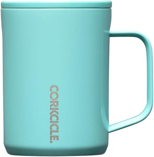 Corkcicle Classic Coffee Mug - Triple Insulated Stainless Steel Travel Mug - Shatter-Proof Lid - Keeps Drink Hot Over 3 Hours - Holiday Mug Gift - Great for Gifting Warmth - 16 oz - Turquoise by Corkcicle