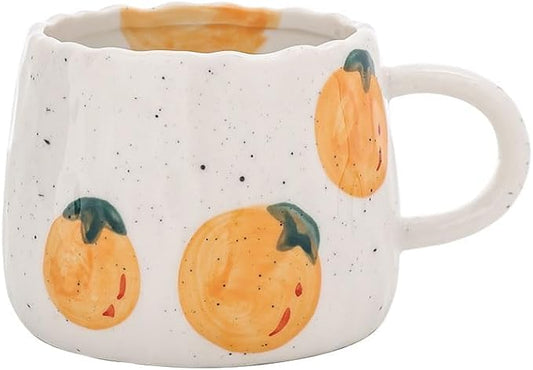 Coffee Mug 12oz Summer Cute Ceramic Cup with Handpainted Fruit Pattern, Lemon Tea Cup Gift for Coffee Lover, Birthday Gift for Latte Milk by UPSYTIO
