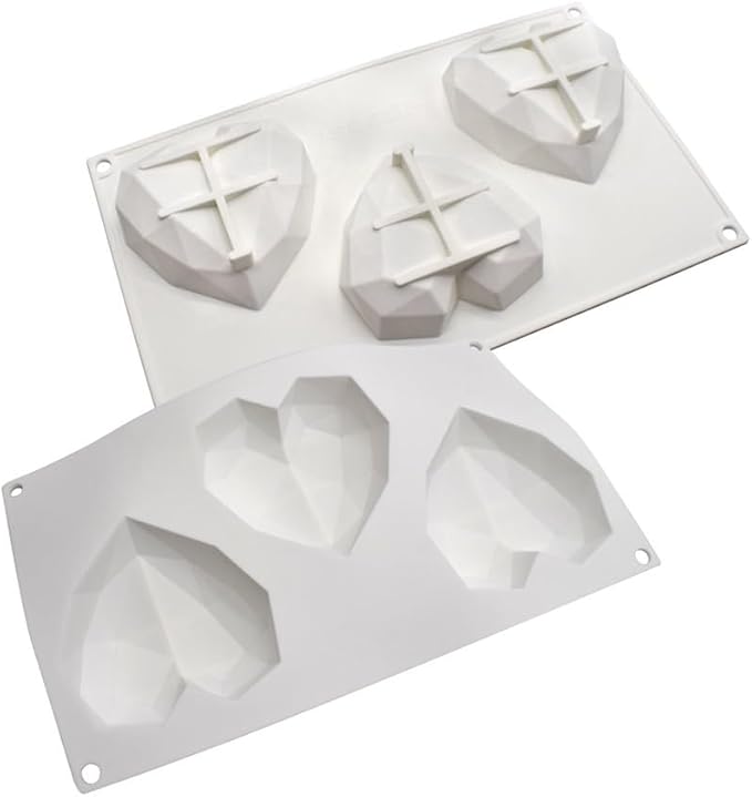 Diamond Heart Silicone Chocolate Mold DIY Cake Accessories Molds Kitchen Ice Cubes Biscuit Pastry Manual Baking Mould (Lover Heart J_11.76 X6.88 X1.2 inch) - Image 4