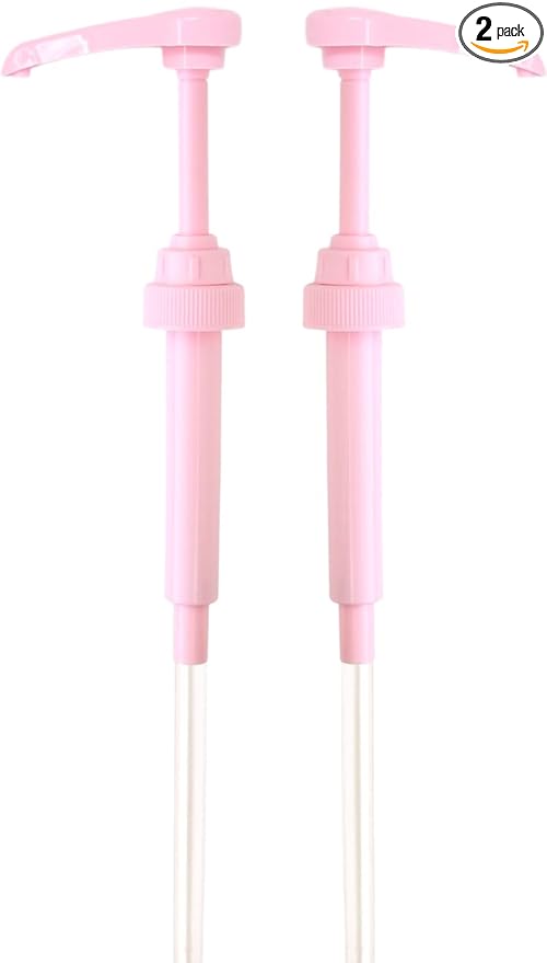 Pink Coffee Syrup Pump for 750 ml Bottles (Pack of 2) Fits Jordans Skinny, Torani, DaVinci, Upouria and (Monin 1 Liter Plastic Bottles Only)