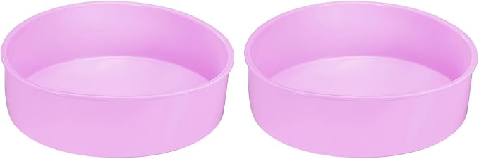 uxcell 2pcs Round Cake Pans, 7.9 Inch Silicone Cake Molds for Baking, Nonstick & Quick Release Circle Cake Pans for Layer Cake, Smash Cake and Cheese Cake Light Purple by uxcell