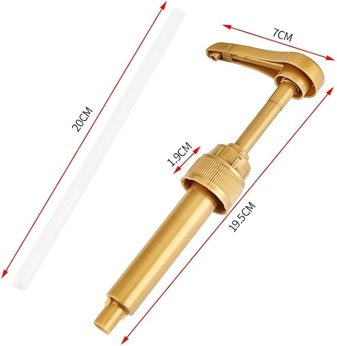 1Pc Gold Syrup Pump for Coffee Syrup Bottle,Fits 750ml Bottles | Ideal for Coffee Syrups, Snow Cones,Coffee Syrup Pump Dispenser and Coffee Bar Accessories(15.55*2.76inches),Syrup Pumps,Food Storage