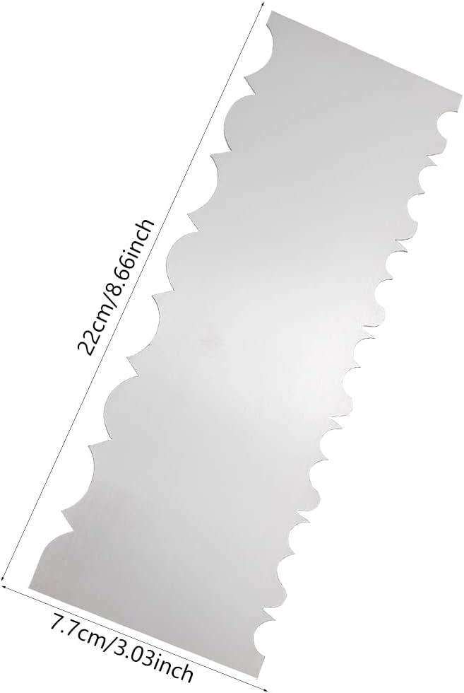 8.6 Inch Stainless Steel Cake Scraper Metal Scraper for Cake Smoother Leveler Scraper Cake Decorating Comb Cake Cutter for Mousse Butter Cream (Style 3)