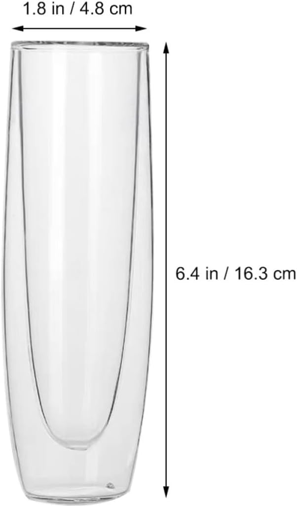 Sosoport 2pcs Double Wall Wine Glasses Made of High Borosilicate Glass, Elegant 150ml Red Wine Cups for Valentine's Day and Birthdays, Beautiful Vintage Style Double Layer Glassware - Image 2
