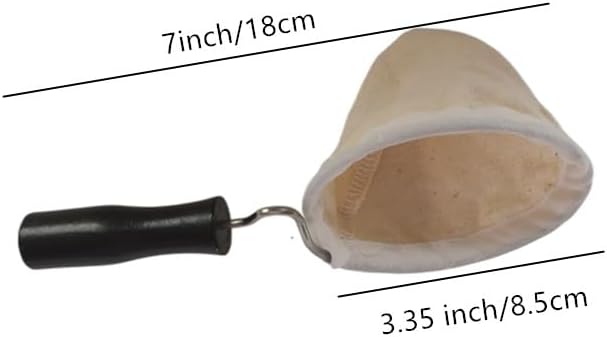 Reusable Coffee Filter with Wooden Handle, Cafe Flannel Cloth Filter Strainer Bag for Coffee Lover, Small Handmade Coffee Sock(S)