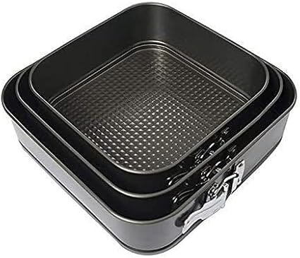 Kitchen Tool Cake Baking Supplies Non-stick Removable Bottom Springform Cake Pan Tin Baking Mold Square Shaped Leak proof and high temperature resistantCake Pans Set of 3 (Square) - Image 2