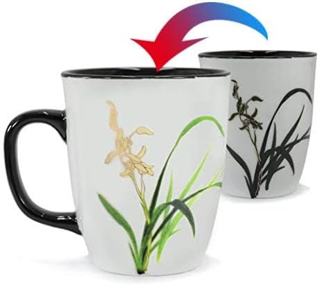 Funny Ceramic Magic Heat Color Changing Coffee Mug with Orchid Printing for Women Personalized White Green Tea Cup Large Mugs for Mom,Girl, Grandma and Man 16 oz - Image 2