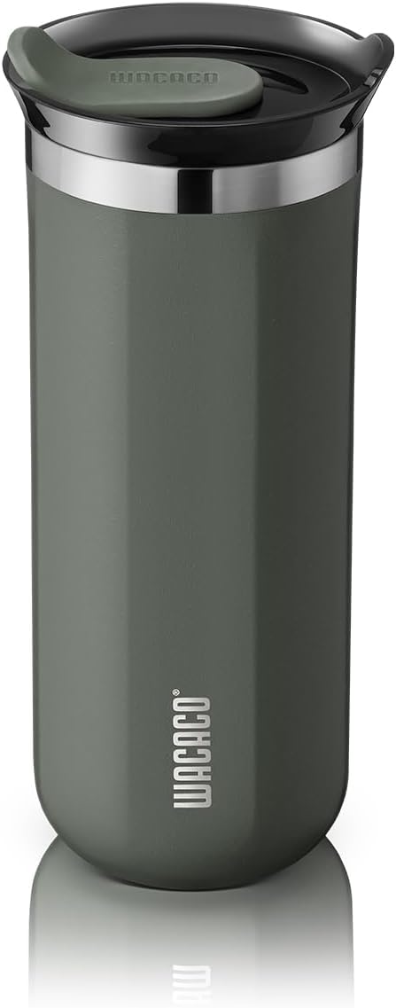WACACO Octaroma Grande Vacuum Insulated Coffee Mug, 15 fl oz (435ml), Double-wall Stainless Steel Travel Tumbler With Drinking Lid, Dim Grey by WACACO