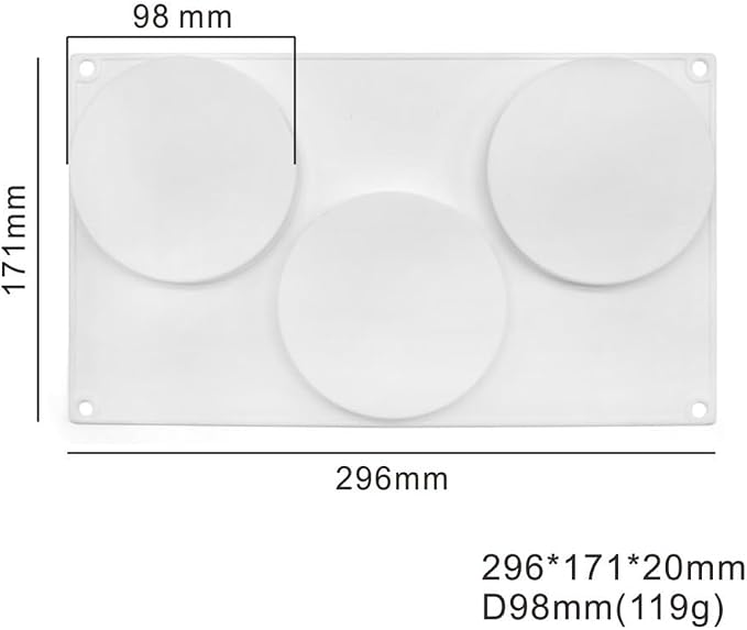 3 Holes Round Silicone Mold Cake Pastry Baking Molds Jelly Pudding Soap Form Ice Cake Decoration Tool Disc Bread Biscuit Mould (Round F_11.84 X6.84 X0.8 inch) - Image 5