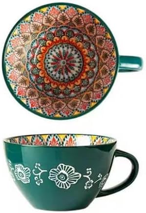 Bohemian Hand-Painted Ceramic Mug, 15 Oz Large Coffee Cup for Milk, Tea, and Breakfast, Dishwasher & Microwave Safe Artisan Cup, GM - Image 9