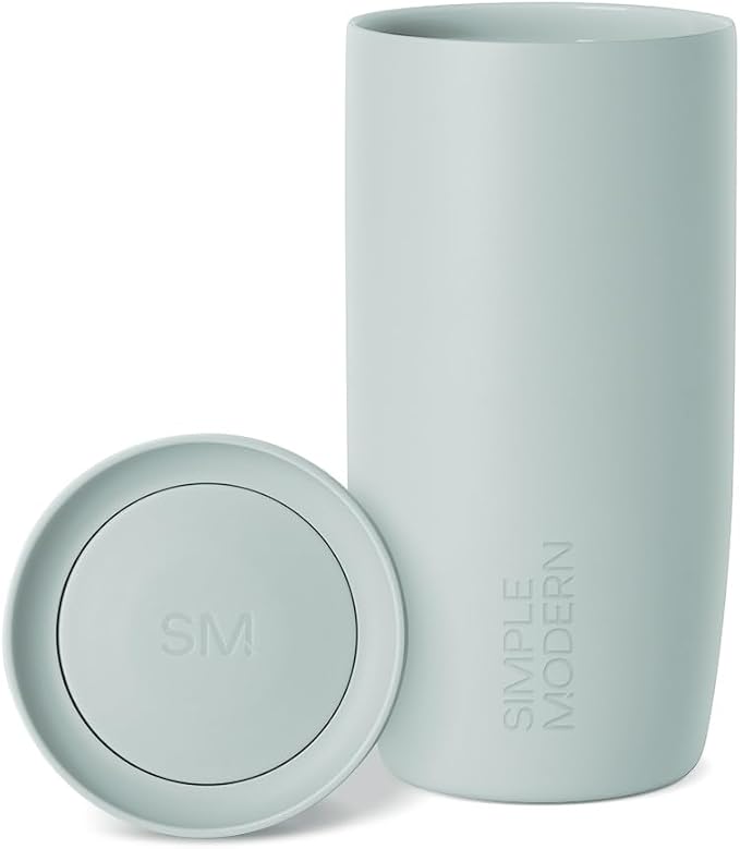 Simple Modern Insulated Travel Coffee Mug 360° Lid | 16oz | Green | Voyager Ceramic-Lined Insulated Stainless Steel Coffee Tumbler Iced Coffee Cup, Mug with Lid | Fits Cupholder, Sea Glass Sage by Unknown