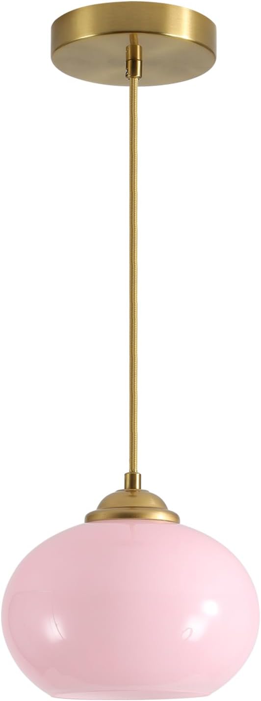 KCO Lighting Pink Globe Pendant Light Mid Century Modern Small Glass Pendant Lighting Brass Gold Chandelier Nordic Girl Room Kitchen Island by KCOLighting