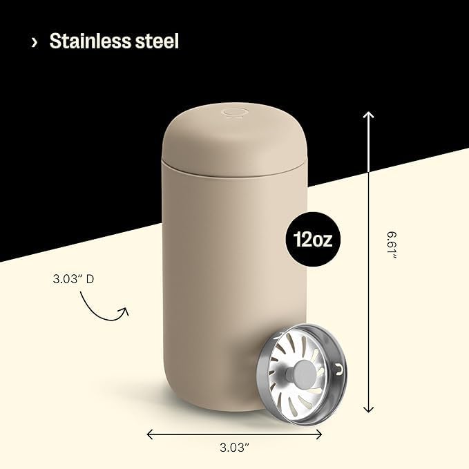 Fellow Carter Move Ceramic Lined Travel Coffee Mug 12 oz Stainless Steel | No Metallic Taste Coffee Tumbler, Leak-Proof Lid, Dishwasher Safe, Hot 12Hr Cold 24Hr, BPA-Free, Fits Cup Holders, Sand Dune - Image 2