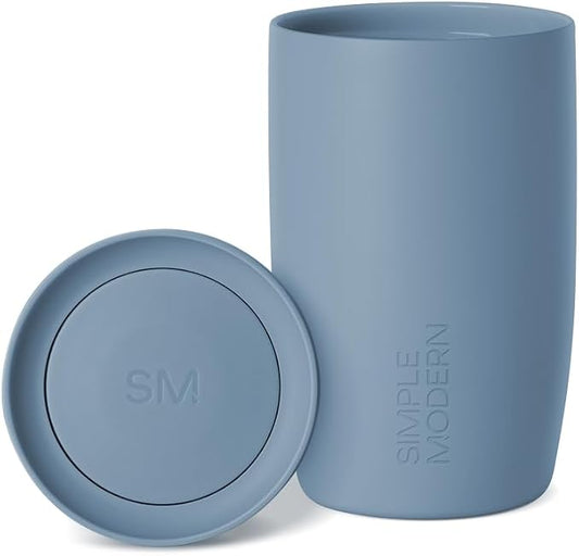 Simple Modern Insulated Travel Coffee Mug 360° Lid | 12oz | Blue | Voyager Ceramic-Lined Insulated Stainless Steel Coffee Tumbler, Iced Coffee Cup, Mug with Lid | Fits Cupholder, Blue Dune by Unknown