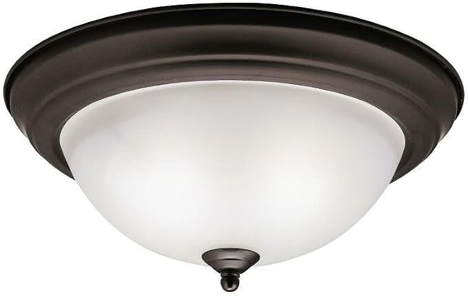 Kichler 14" 2-Light Flush Mount Light, Olde Bronze | Clear satin etched glass complements kitchens, dining rooms, and hallways (14" x 6"), 8112OZ by KichlerLighting