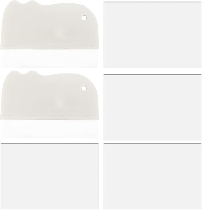 2PCS Cake Smoother Scraper Included 5 Transparent Scrapers, Flexible Plastic Cake Scraper Smoother for Bakery Pastry Cake Decoration Kitchen DIY Baking Tool (White)
