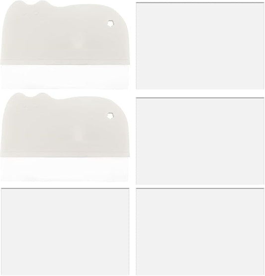 2PCS Cake Smoother Scraper Included 5 Transparent Scrapers, Flexible Plastic Cake Scraper Smoother for Bakery Pastry Cake Decoration Kitchen DIY Baking Tool (White)