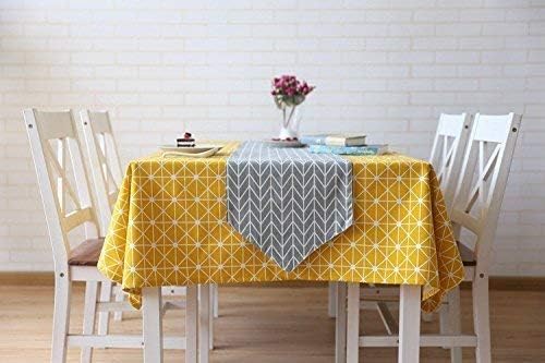 meioro Yellow Boho Table Cloth Rectangle Cotton Linen Nordic Twill Tablecloths Wrinkle Free Fabric Checkerboard Stripe Table Cloths Rustic Cover for Kitchen Dining Party Outdoor Picnic(39 x 55 Inch) - Image 6
