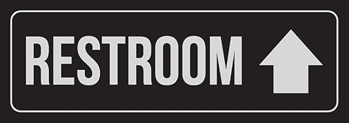 New Great Black Background with Silver Font Restroom Up Arrow Business Retail Plastic Wall Sign for Outdoor & Indoor Single Sign 4×16 INCH by Unknown