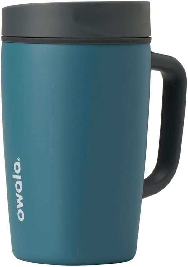 Owala SmoothSip Slider Stainless Steel Insulated Travel Mug with Handle, 100% Leak Proof, For Hot and Cold Drinks, Travel Friendly with Sliding Lock Lid, BPA Free, Leak Proof, 12oz, High Dive by Unknown