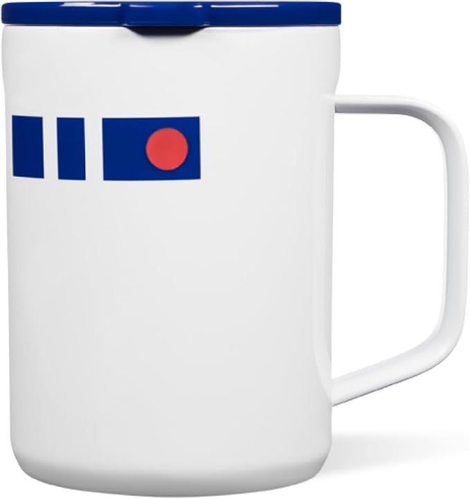 Corkcicle Star Wars R2D2 Insulated Coffee Mug- Triple Insulated Stainless-Steel Mug with Sliding Shatter-Proof Lid Keeps Drinks Hot 3 Hours- 16oz Travel Mug for Hot Beverages, Office & Daily Use by Corkcicle