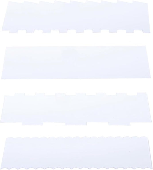 4Pcs Clear Acrylic Cake Scrapers Cake Smoother for Icing Decorating Tools